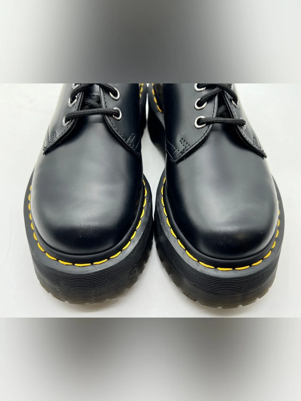 Dr. Martens 1461 Quad Platform Oxford Shoes Black Smooth Leather Women's US 6
